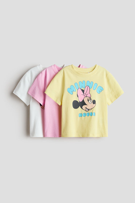 Set 3 camisas minnie amarilla blanco rosado niña H&M 0937175100