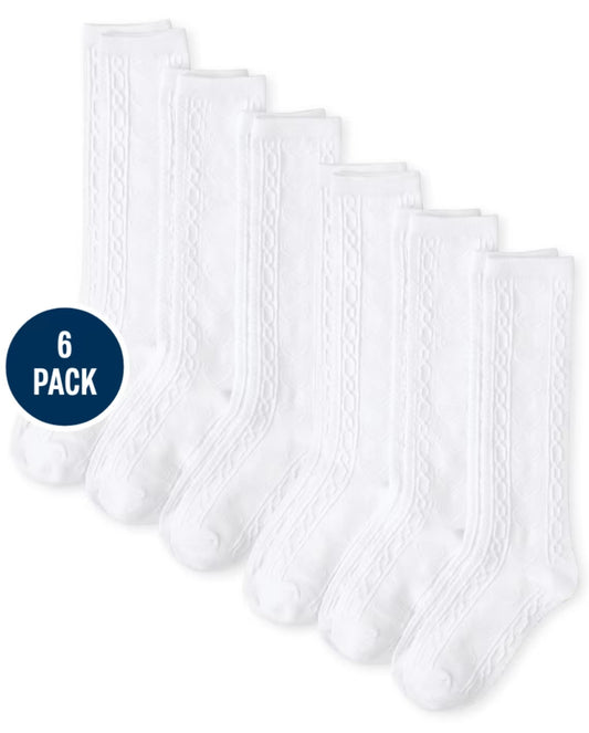 Set 6 calcetines blancos altos Childrens place calados niña