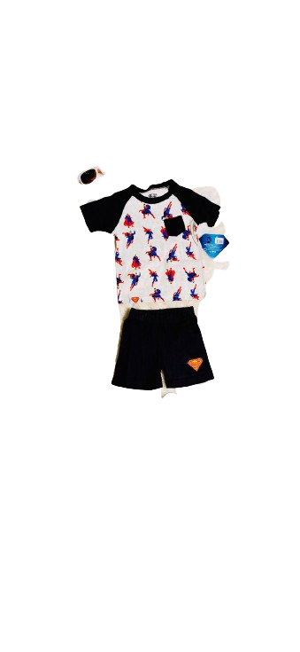 Set 2 piezas superman short camisa bebe niño