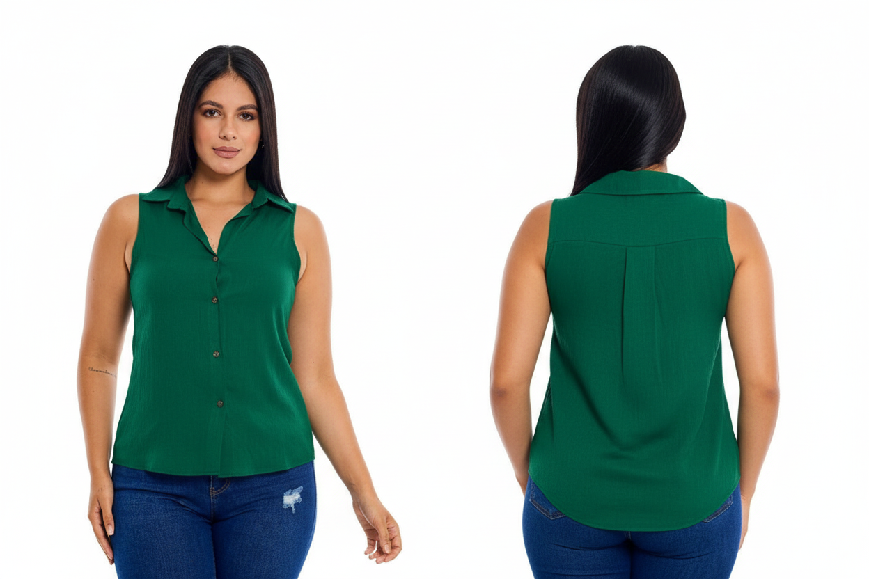Camisa dama mujer verde esmeralda CTD1141-8 490390 promo 3x1000
