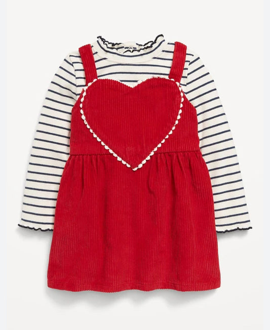 Set 2 piezas overall vestido rojo old navy niña