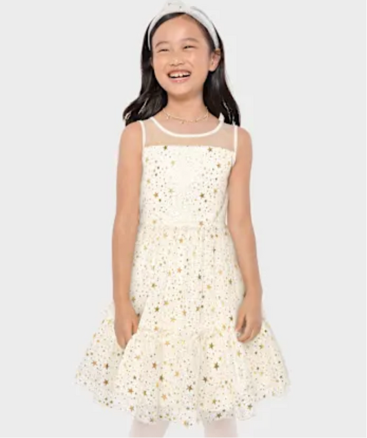 Vestido blanco dorado estrellas niña the Children’s place