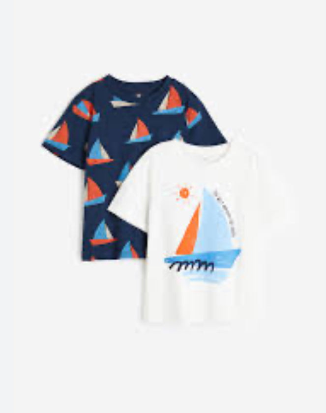 Set 2 camisas niño H&M azul y blanca