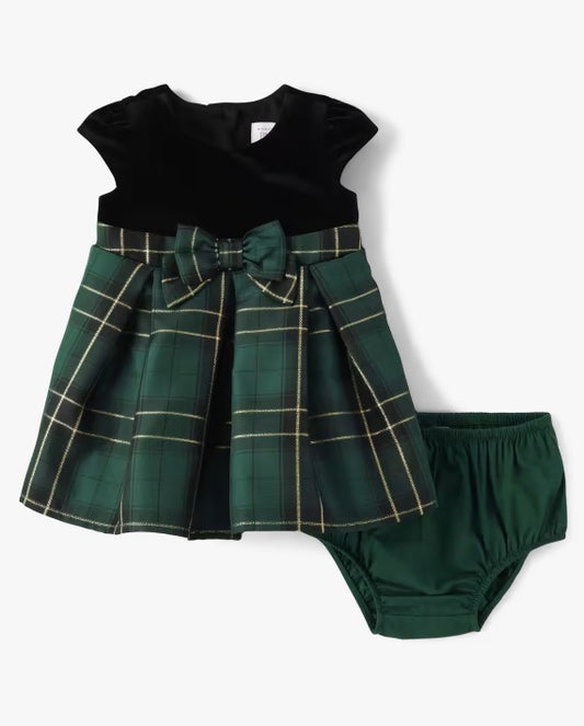 Vestido verde cuadros Childrens Place 0/3m a 5 años 35341040