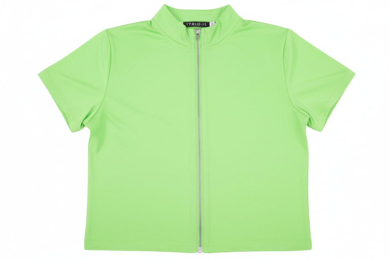 Camisa top zíper mujer dama IN1-1746 390290 verde lima promo 4x1000
