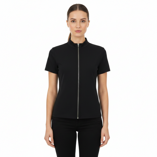 Camisa top zíper mujer dama IN1-1746 390290 negra promo 4x1000