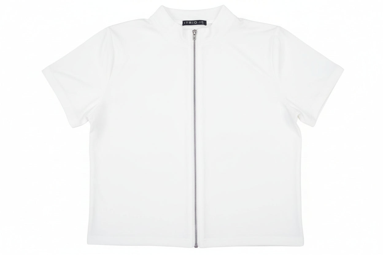 Camisa top zíper mujer dama IN1-1746 390290 blanca promo 4x1000