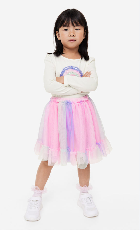 Set 2 piezas arcoiris niña H&M falda tutu