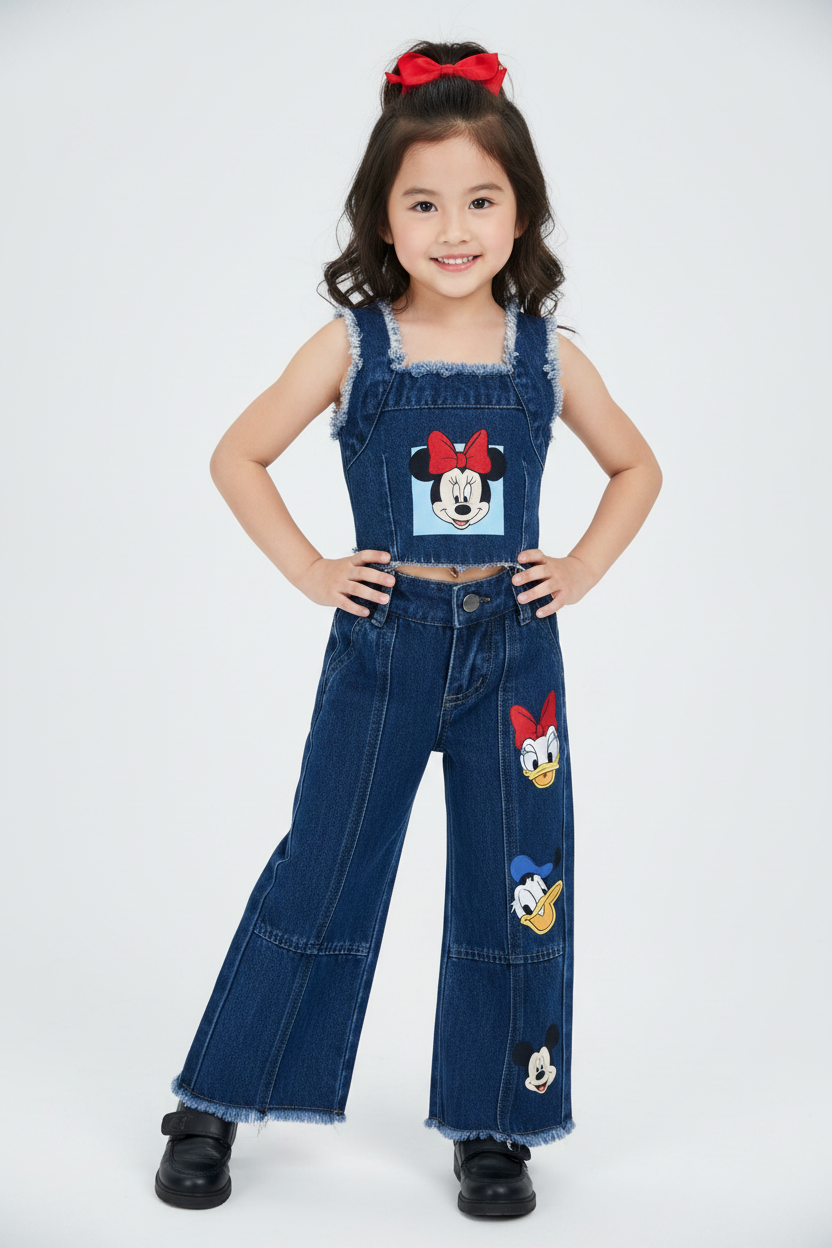 Set Conjunto 2 piezas bebé niña Minnie Disney pantalón jeans encendido D9-MI-1189B promo 2x1000 690590