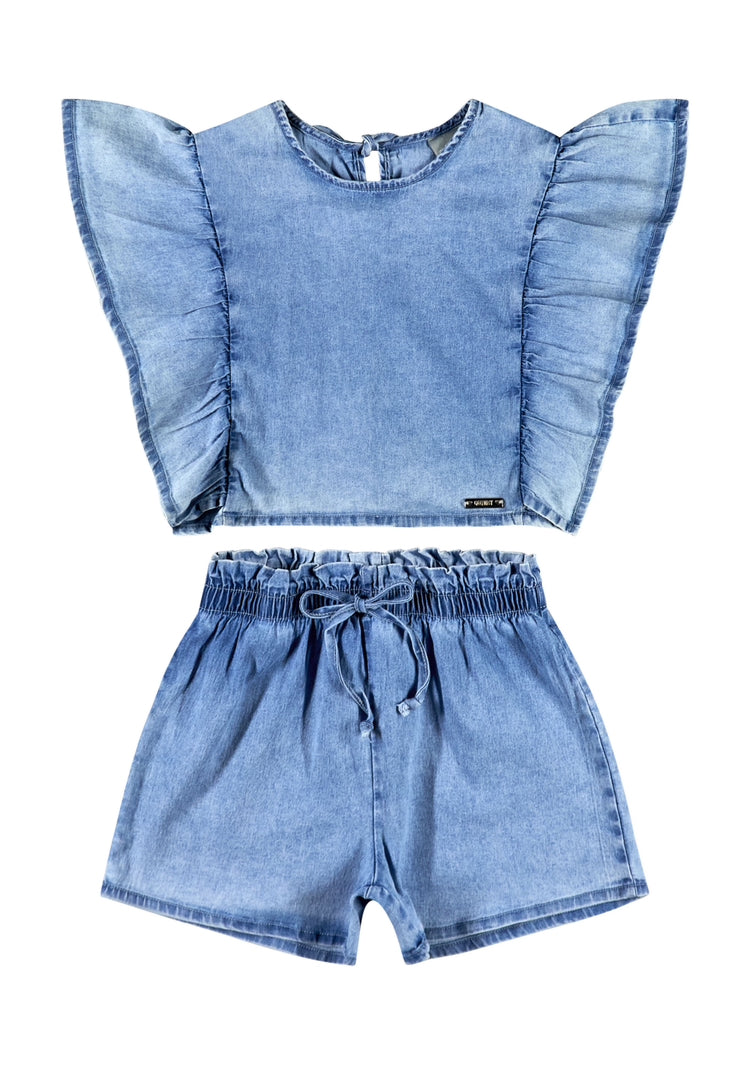 Set 2 piezas quimbykids short camisa jeans 34185-184025