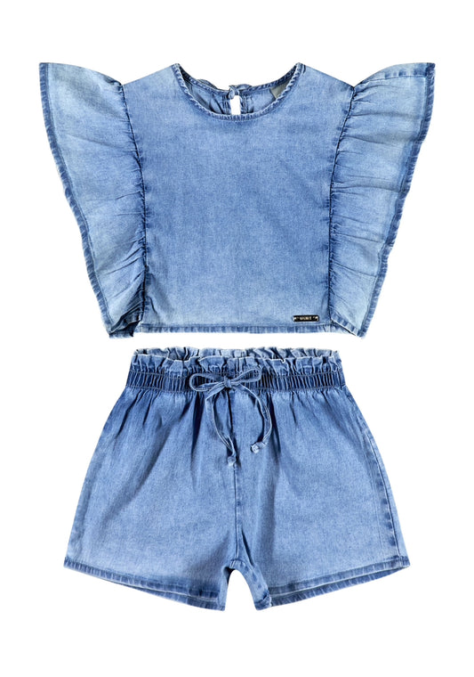 Set 2 piezas quimbykids short camisa jeans 34185-184025