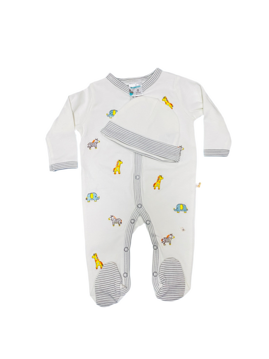 Pijama Set 2 piezas blanco animalitos bebe Niño Kobytin