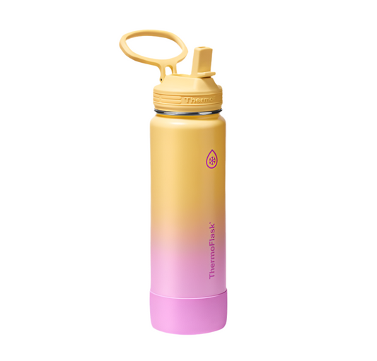 Termo Bote termico flash amarillo rosado acero inoxidable 16oz