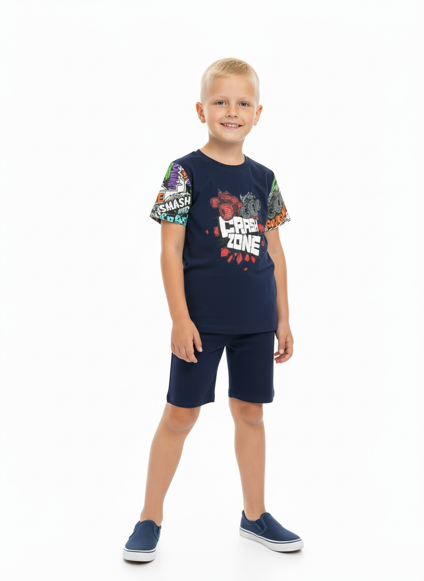 Pijama azul oscuro short azul Hotwheels niño Disney HW-91372
