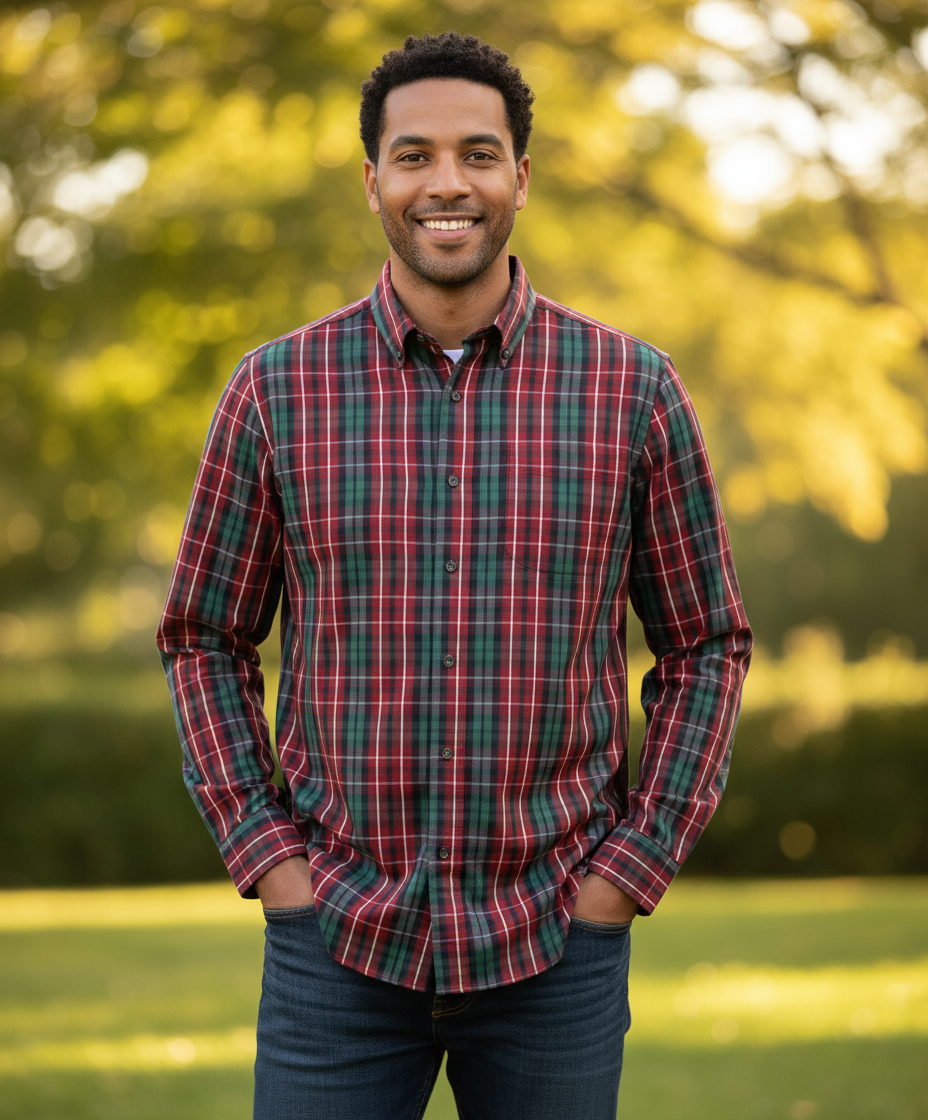 Camisa cuadros rojos y Verde Gymboree Adulto hombre 04510192