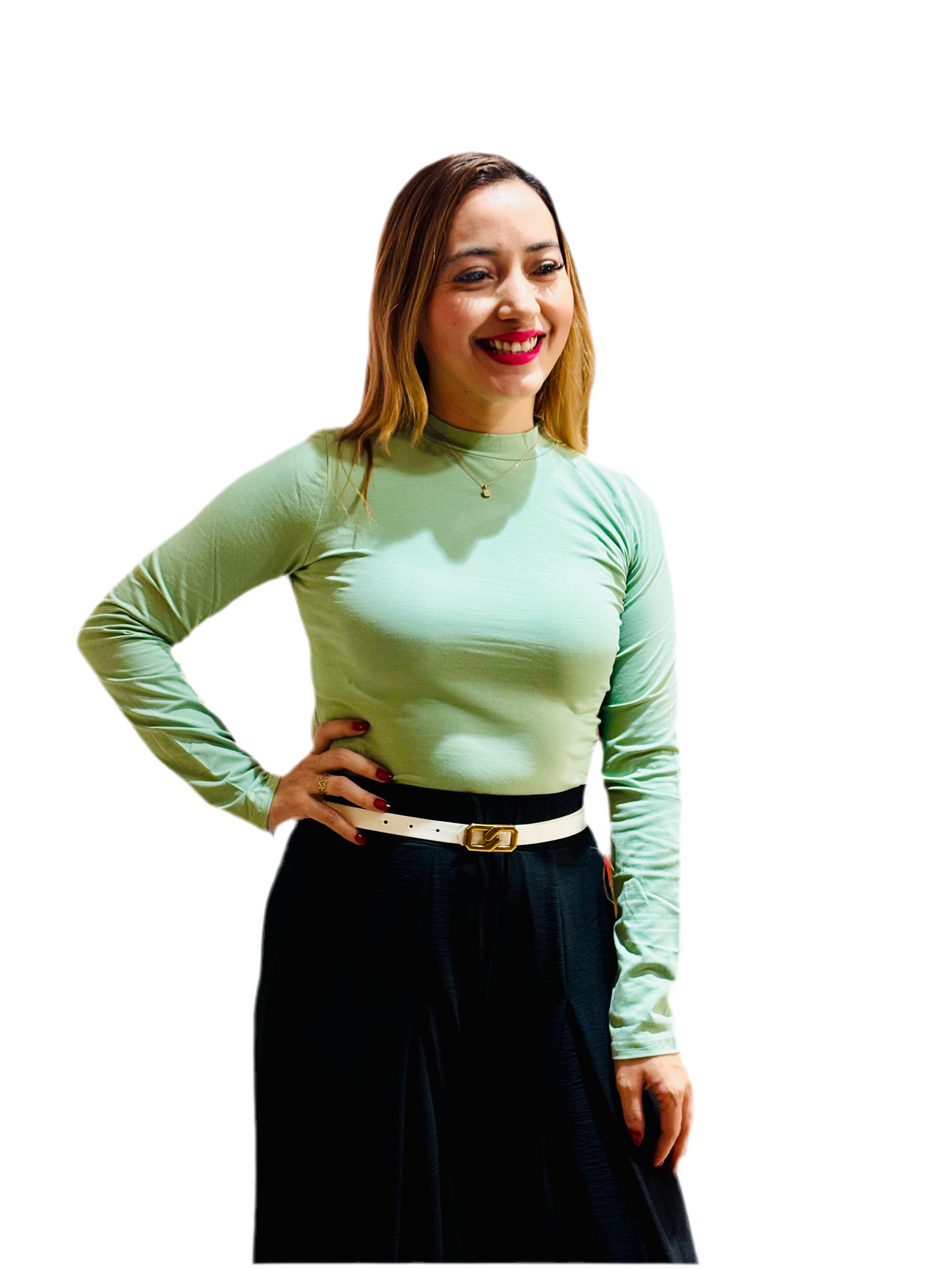 Camisa dama blusa manga larga verde CTD1154-40 390290