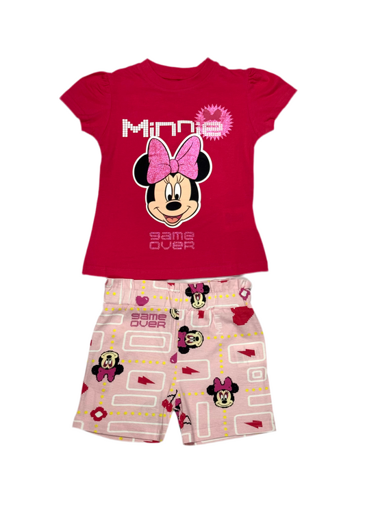 Pijama camisa rosado fucsia short rosado niña Minnie Disney MM-2572