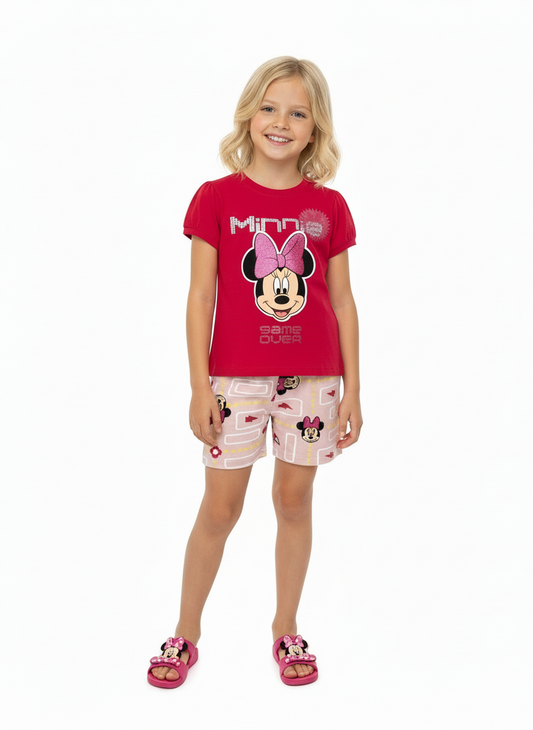 Pijama camisa rosado fucsia short rosado niña Minnie Disney MM-2572