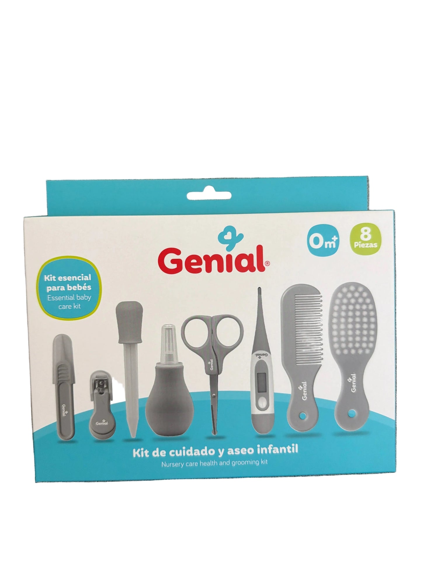 Kit de cuidado y aseo infantil Genial bebe niña niño Gris NB 0m+ 8 piezas