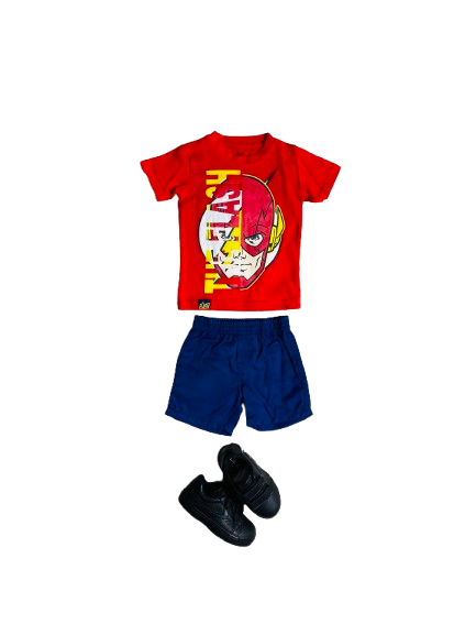 Set 2 piezas flash short azul  bebe niño