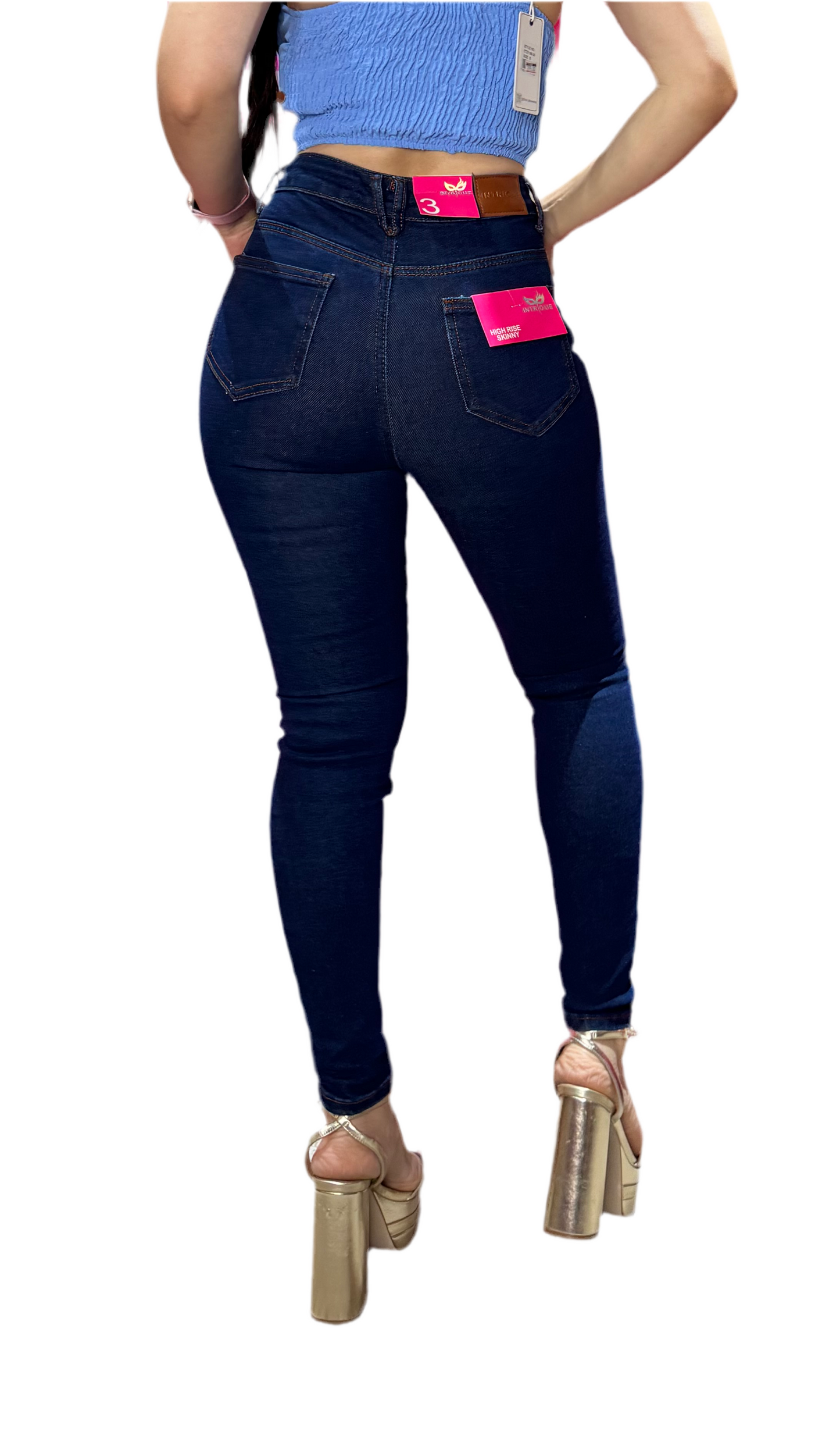 Jeans dama Pantalon azul tiro alto skinny Intrigue IN2-1866 tallas 3-15 690590
