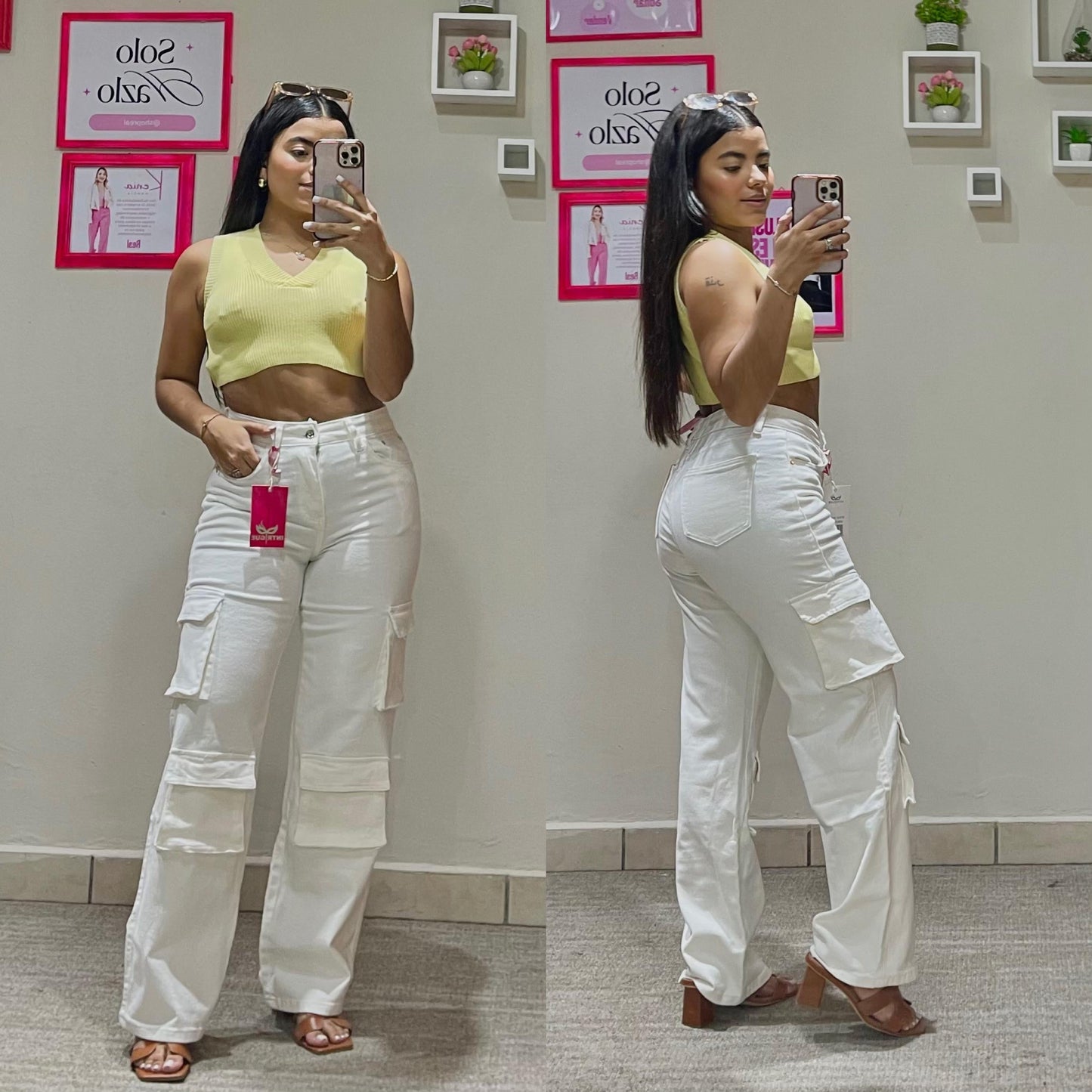 Pantalon Jeans blanco cargo Mujer 3-15 Intrigue IN2-2461 645585