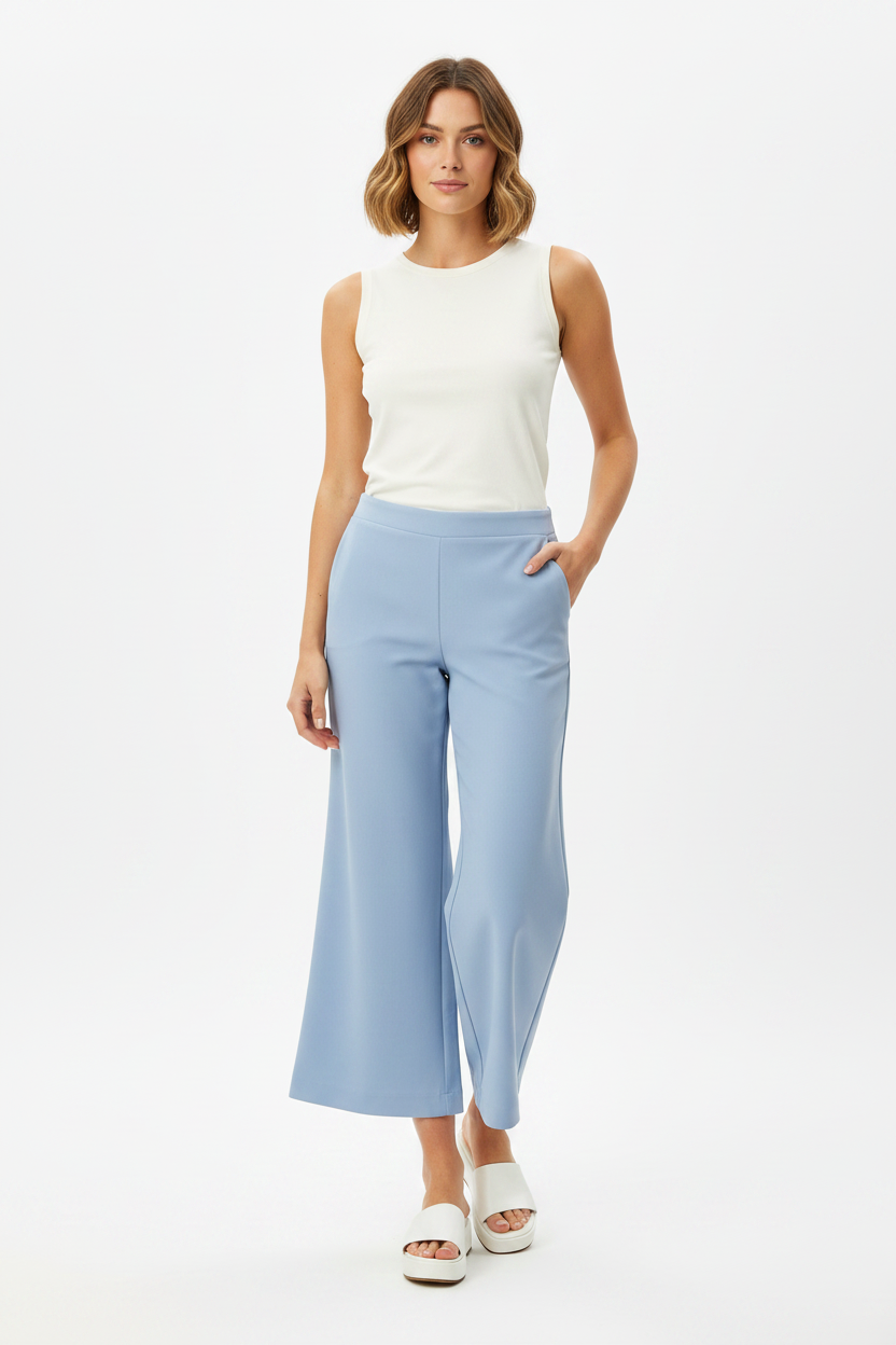 Pantalon formal dama Palazo flare pantaloneta azul IN3-2326 590490