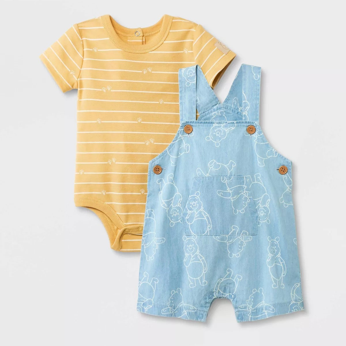 Set Bebe niño niña Winnie the Pooh overall Amarillo