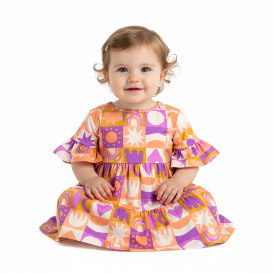 Vestido bebe niña colores revuelos  quimby  34139-AB2169 promo 3x1000