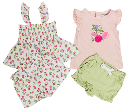 Set 4 piezas bebe niña cerezas