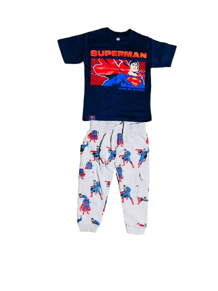 Set 2 piezas pijama superman camisa negra niño