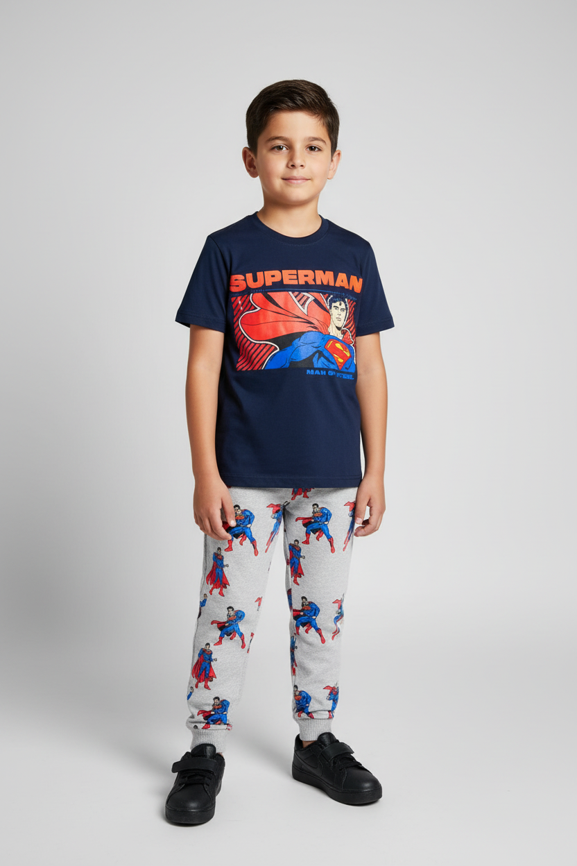 Set 2 piezas pijama superman camisa negra niño C9-SM-1039N 490445