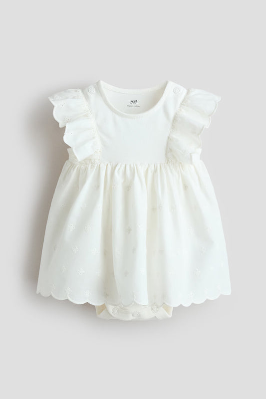 Vestido blanco revuelos bebe niña H&M 1218179013