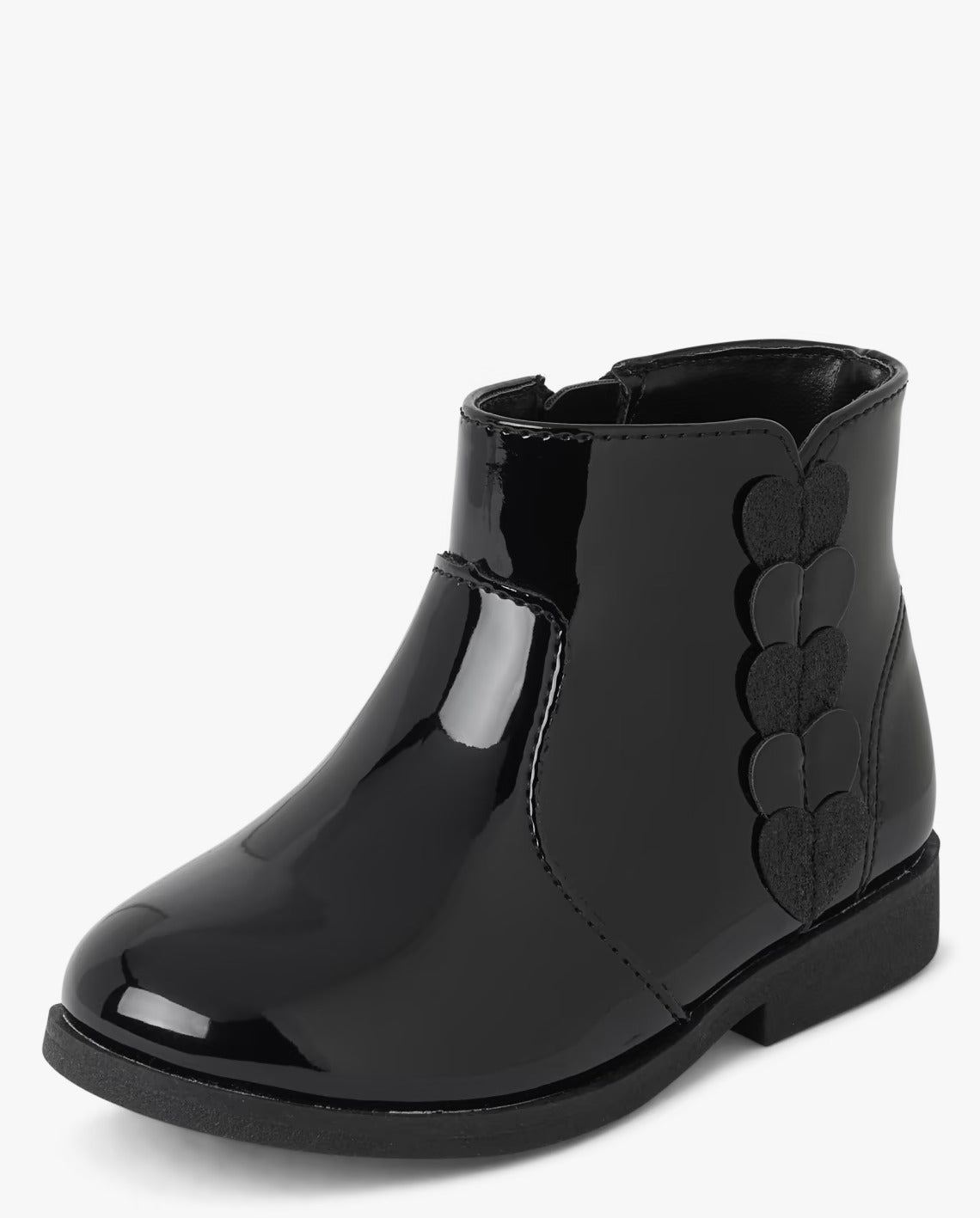 Botas botines burritos negros Childrens Place charol corazones