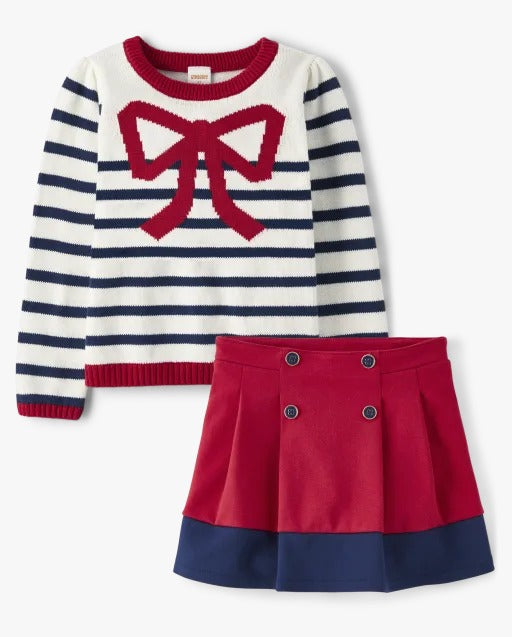 Set falda camisa rayas rojo azul blanco niña Gymboree 68044528