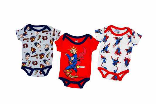 Set 3 piezas mameluco bebe niño Superman C2-SM-865B 490445 promo 3x1000