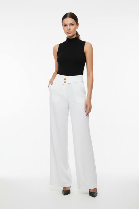 Pantalon Dama Tela Formal  blanco INT3-1734 690590490 promo 3x1000