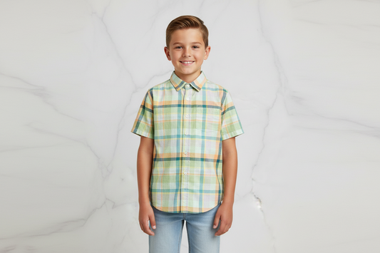 Camisa formal verde cuadros cat & jack niño