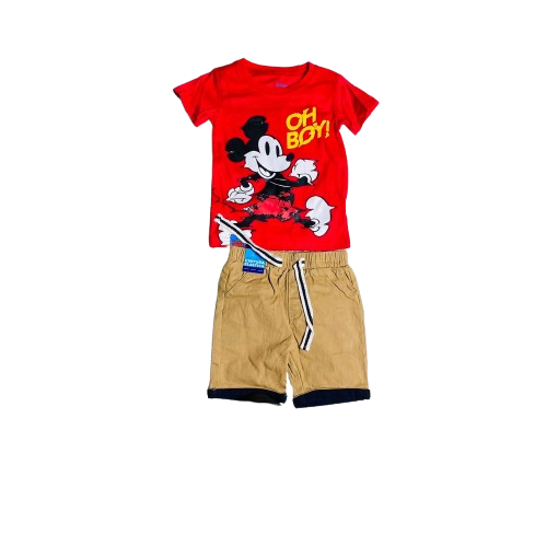 Set conjunto 2 piezas Mickey camisa roja bebe niño