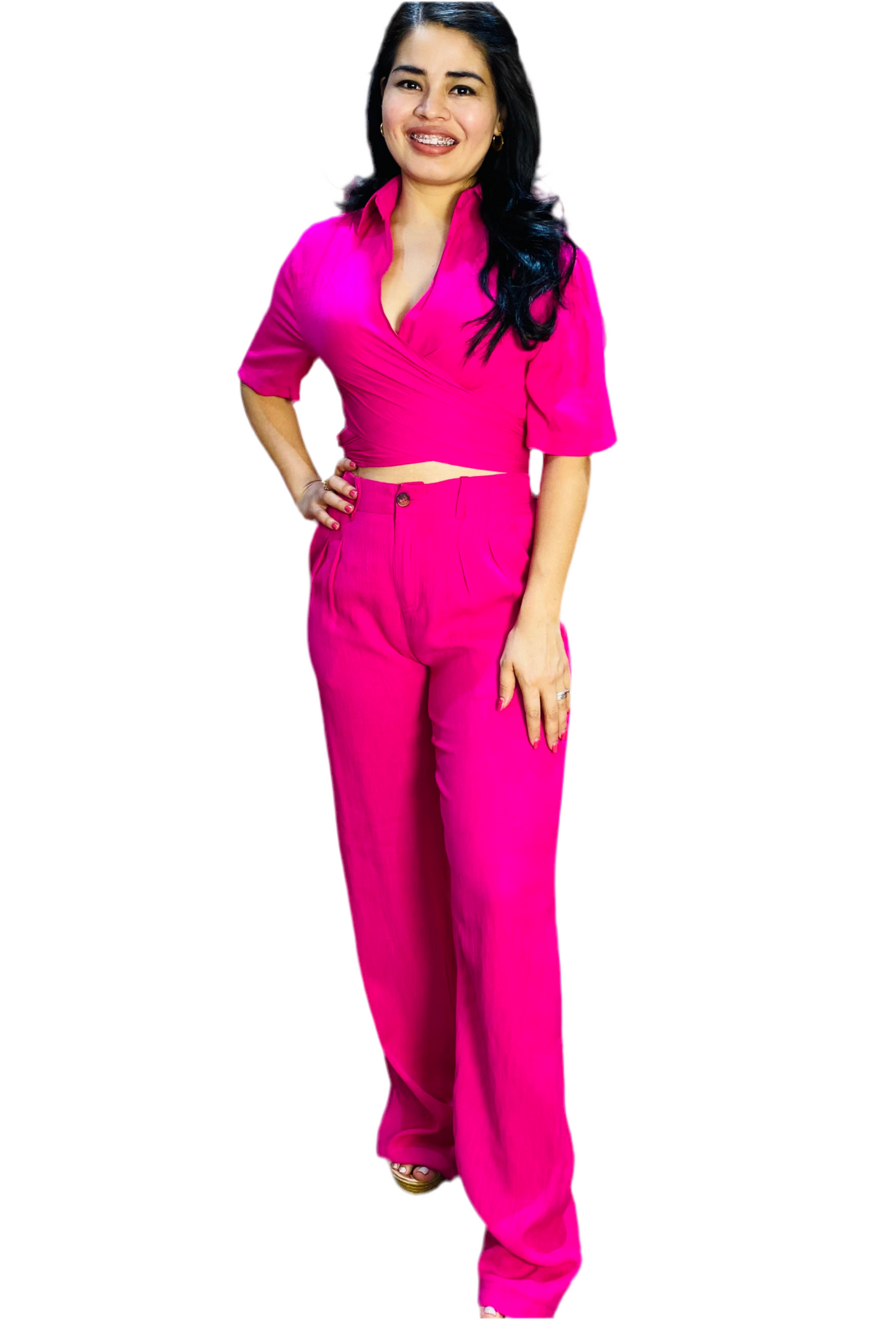 Set de dos piezas formal para dama mujer CSD1210-17 fucsia 890/570