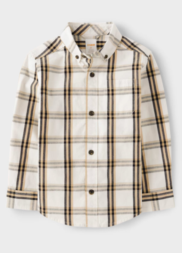 Camisa Gymboree blanca cuadros beige niño formal