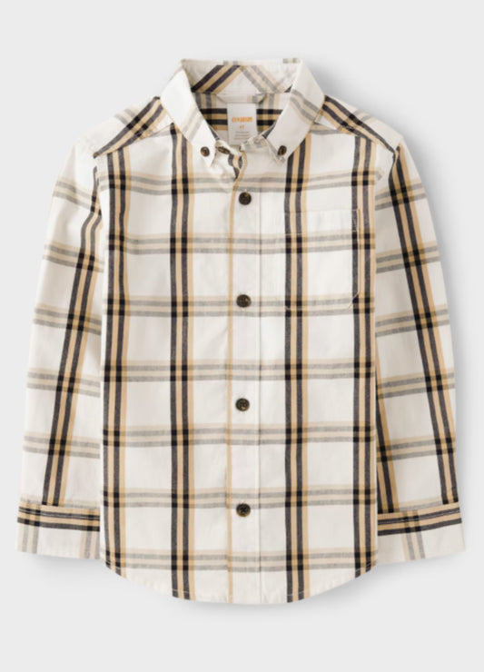 Camisa Gymboree blanca cuadros beige niño formal