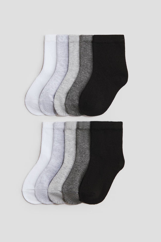 Set 10 calcetines negros gris blanco bebe niño niña H&M 0742911029