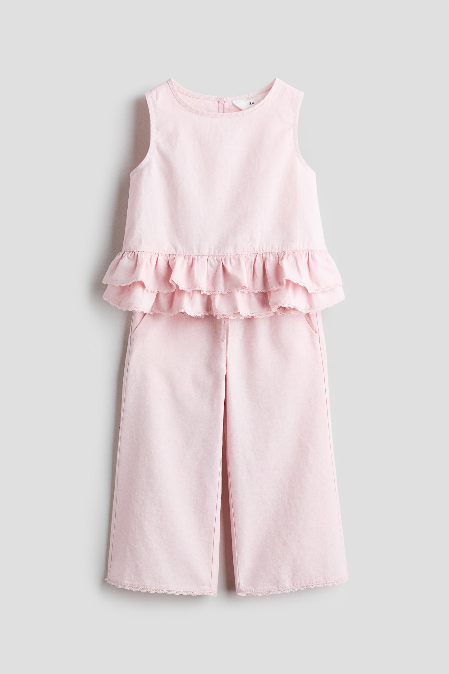 Set conjunto 2 piezas camisa pantalón rosado niña H&M 1309525001