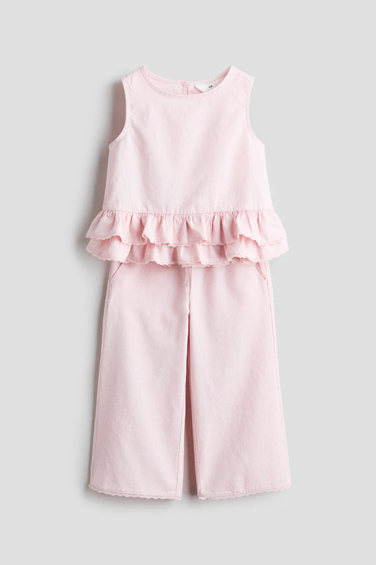 Set conjunto 2 piezas camisa pantalón rosado niña H&M 1309525001