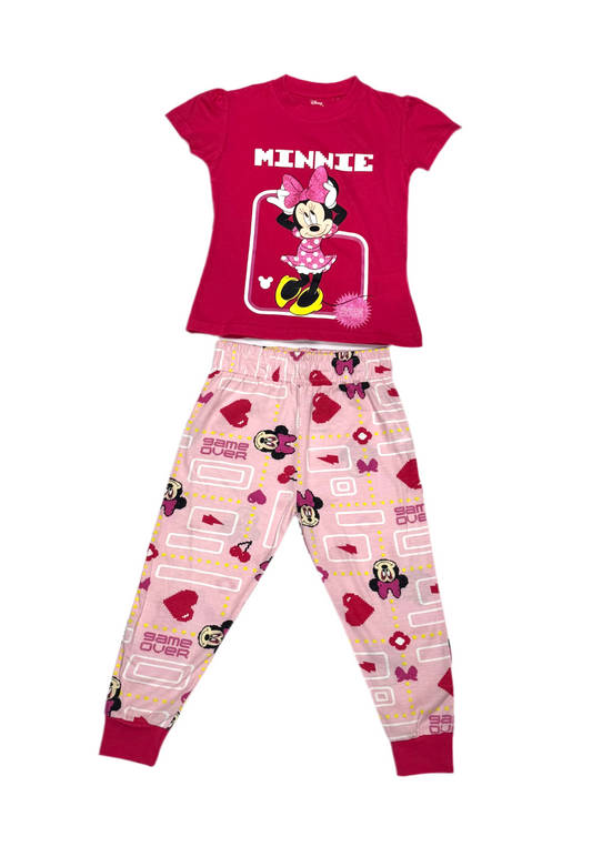 Pijama camisa rosado fucsia pantalon rosado niña Minnie Disney MM-2570
