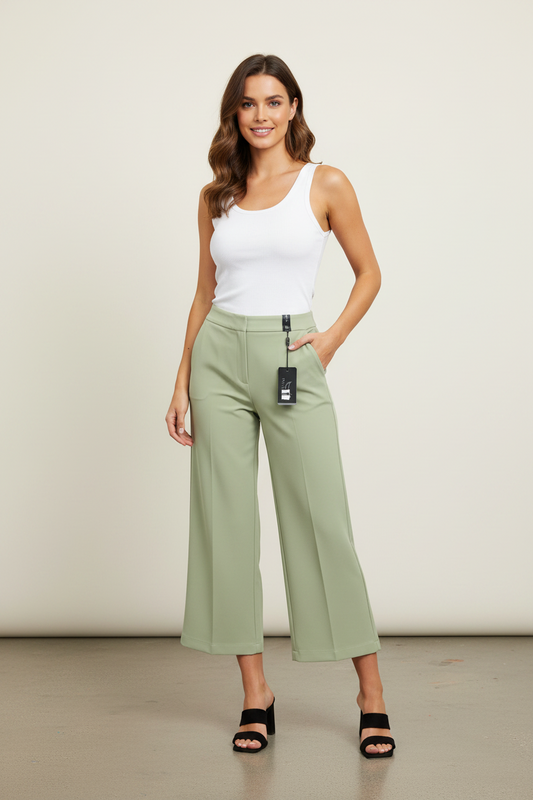 Pantalon formal dama Palazo flare pantaloneta verde IN3-2326 590490