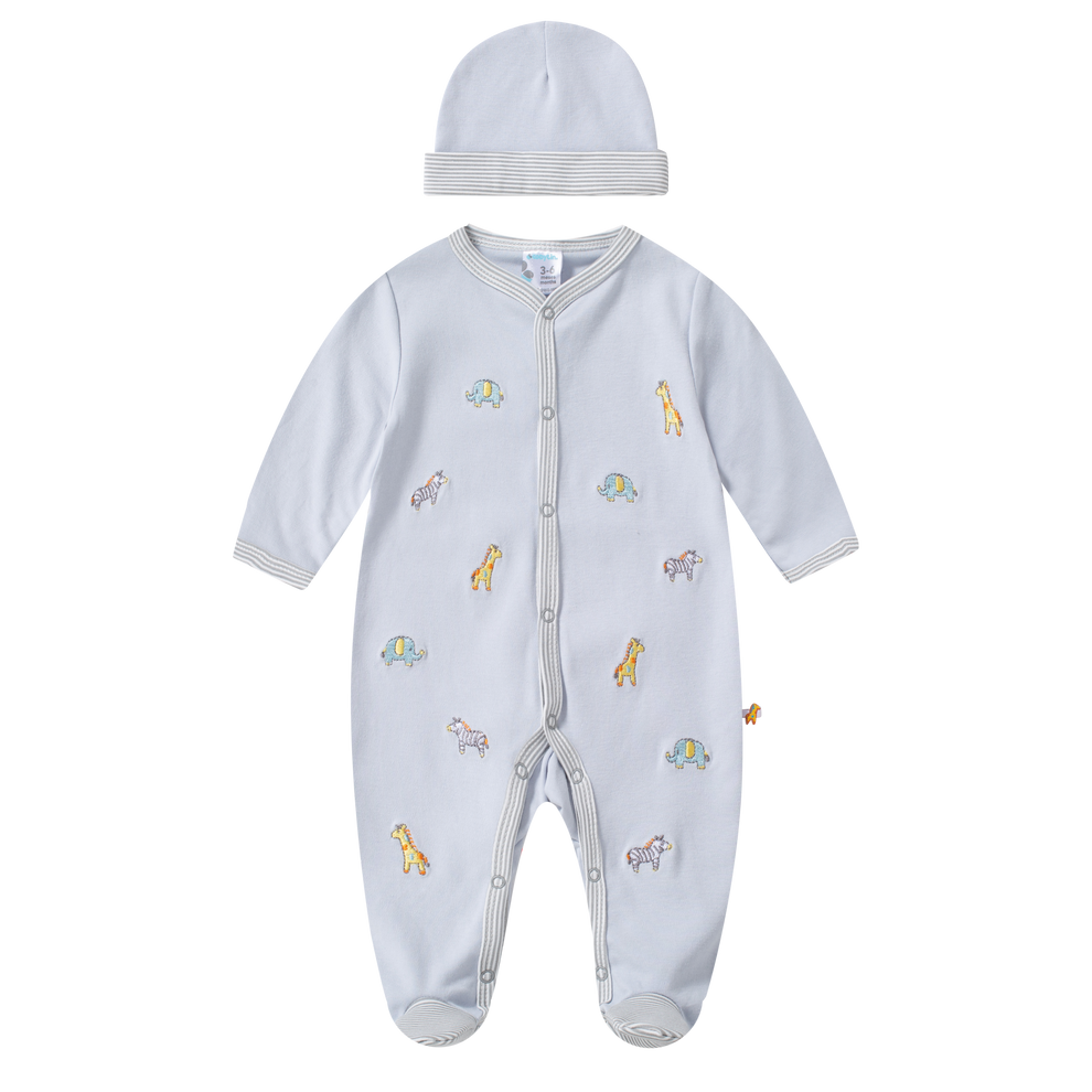 Pijama Set 3 piezas azul animalitos bebe Niño Kobytin