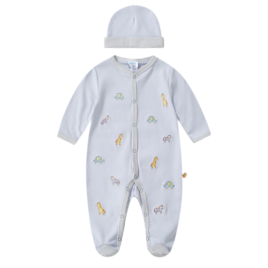 Pijama Set 3 piezas azul animalitos bebe Niño Kobytin