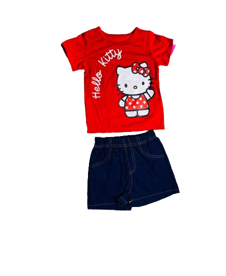 Set 2 piezas niña camisa roja Hello Kitty
